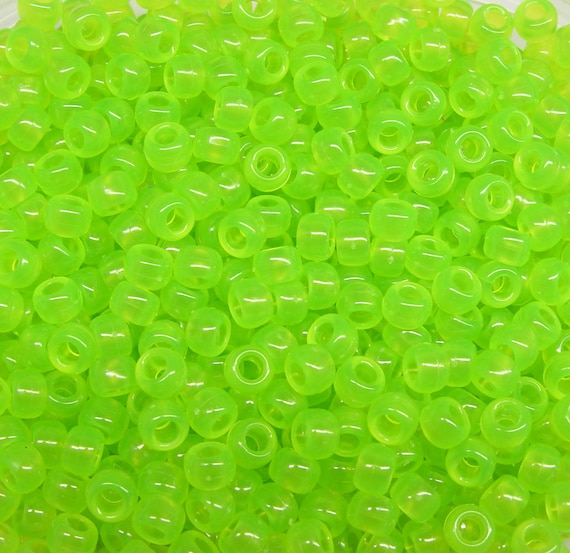 500pc Lime Green 9x6mm Pony Beads For School Crafts Hair Decor Kandi Jewelry - E - Foto 5