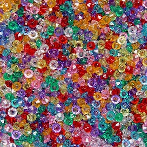Transparent Multi Colors 6mm Rondelle faceted spacer beads 1000pc made in USA Jolly Store Crafts