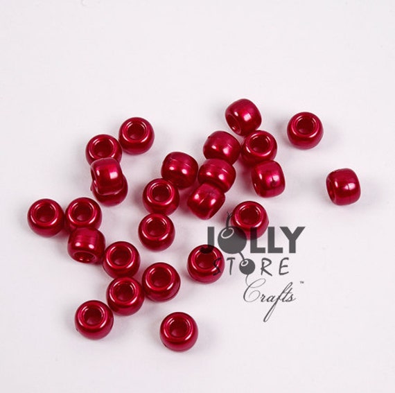 Flat Red 9x6mm Pony Beads 500pc made in USA for school kids VBS crafts hair  decor kandi jewelry