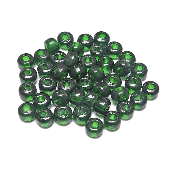 9mm Emerald color Glass Pony Roller Crow Beads 100pc