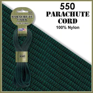 Forest Camouflage 550 Paracord Parachute Cord 100% Nylon 16ft.  Made in America