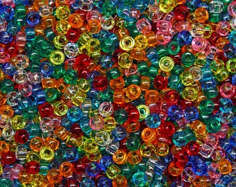Transparent Multi Color 6.5x4mm Mini Pony Beads 1,000pc for school church crafts jewelry Made in USA