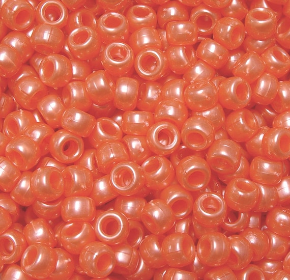 Neon Red 9x6mm Pony Beads 500pc for school crafts hair kandi jewelry USA Made