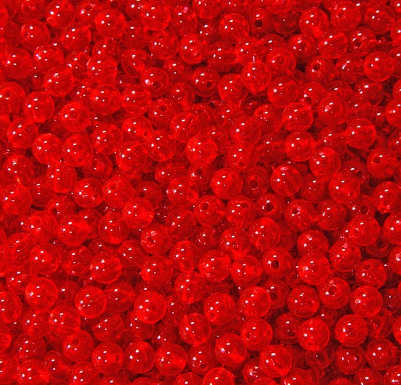 6mm Fire Red Round Beads 500pc Made in USA for School Fishing