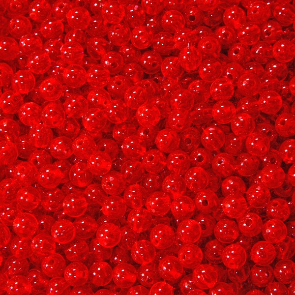 6mm Fire Red Round Beads 500pc made in USA for school fishing lures church crafts