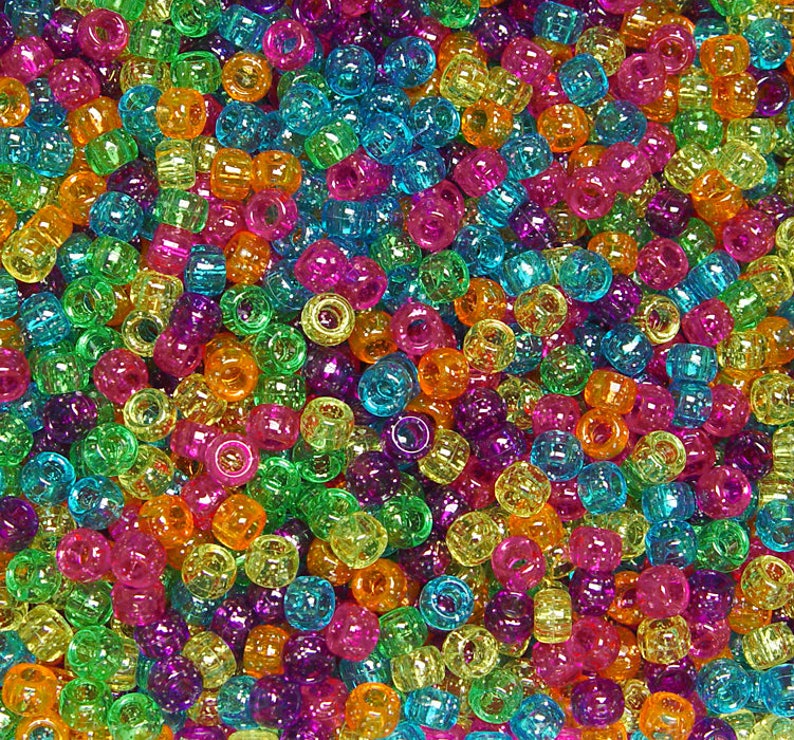 Jelly Glitter Sparkle 9x6mm Pony Beads 500pc Made in USA Free Etsy