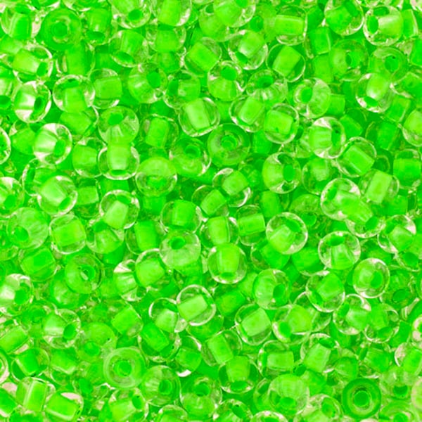 6/0 Neon Green Lined Crystal Czech Preciosa Glass Seed Beads 100gr