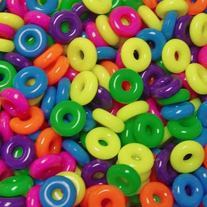 14mm Rings Neon Fun Multi Colors 100pc made in the USA crafts kids bird toys
