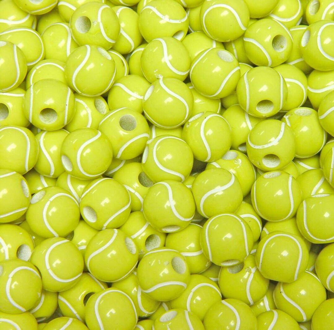 Tennis Ball Beads 60pc for School Sports Fundraisers Jewelry Necklaces