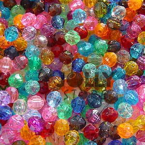 6mm Round Faceted Beads - Multi Translucent Colors - 500 piece bag