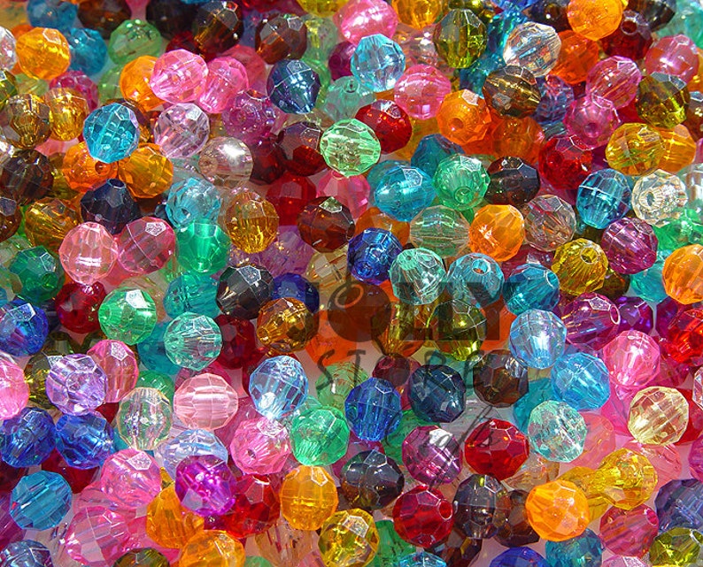 500 piece bag 8mm Round Faceted Beads Multi Translucent Colors