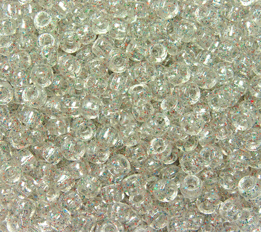 GOLD Glitter Pony Beads 9x6mm 100 pcs Acrylic USA made crafts kids jewelry  rave