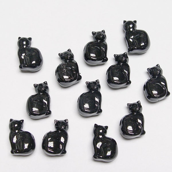 Black Cats shaped pony beads 24pc made in the USA Halloween crafts jewelry costume kids