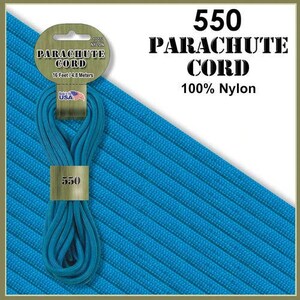 Türkis 550 Paracord Fallschirm Schnur 100 % Nylon 16ft.  Made in America