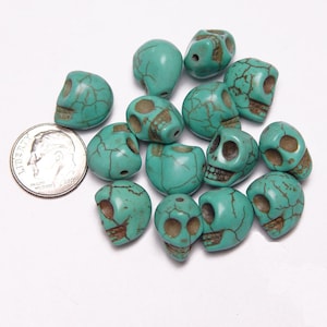 Turquoise color Skull Beads Semi Precious Stone Howlite beading crafts jewelry