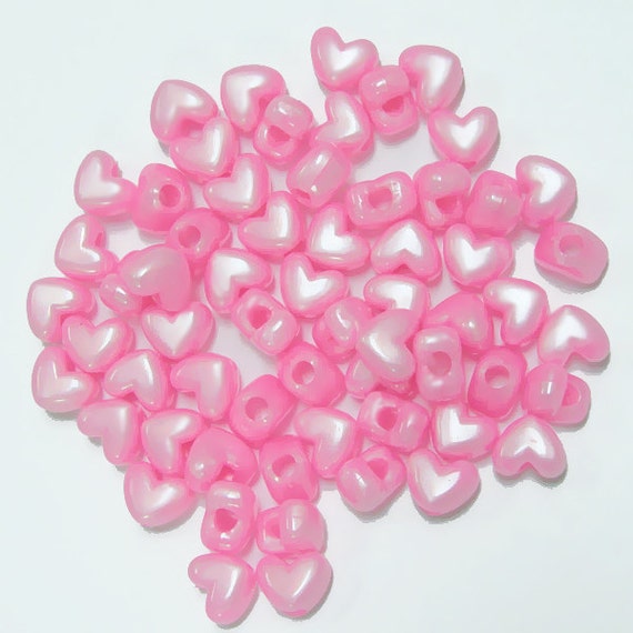 Large Pink Heart Pony Beads