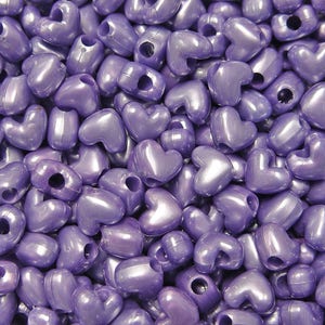 Light Purple Pearl Heart Pony Beads 100pc vertical hole made in USA