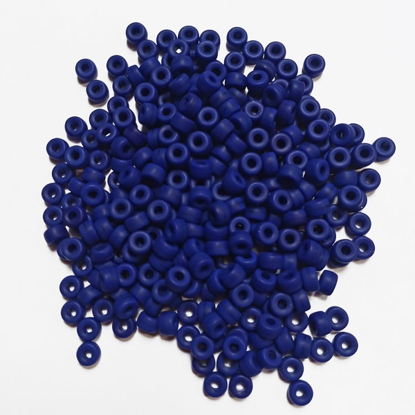 6mm  Matte Cobalt Blue Czech Glass mini pony roller crow beads 100pc  Free Shipping