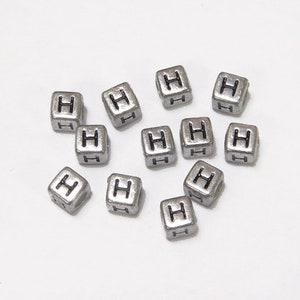 Beads with letters - silver mix cubes - 6 mm - 50 g (approx. 260 pcs)