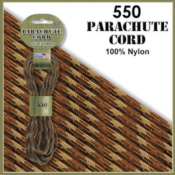 Desert Camouflage 550 Paracord Parachute Cord 100% Nylon 16ft. Made in  America