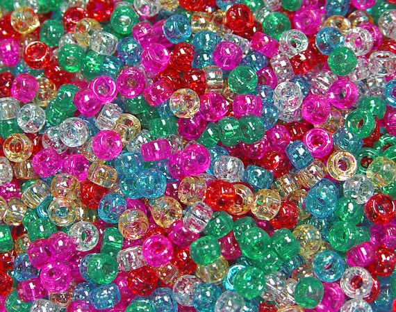 Multi Sparkle Mini Pony Beads 6.5x4mm 1,000 for school VBS church kids crafts decor kandi jewelry