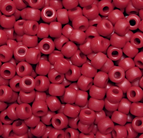 Flat Red 9x6mm Pony Beads 500pc made in USA for school kids VBS crafts hair  decor kandi jewelry