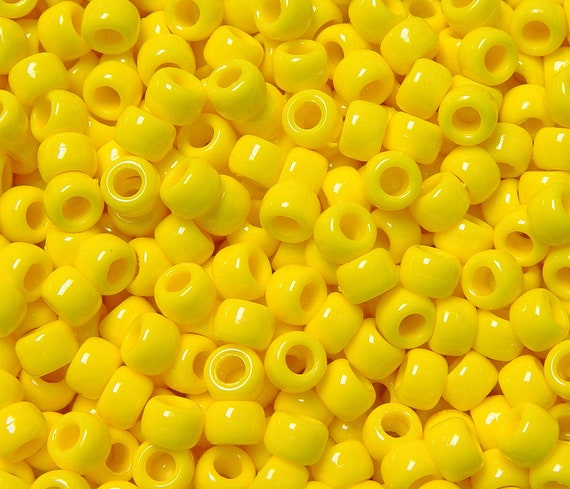 500pc Bright Yellow 9x6mm Pony Beads for School Crafts Hair Decor
