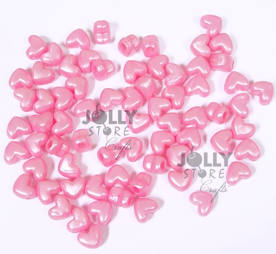 Cuentas De Poni En Forma De Corazón Rosa, Agujero Horizontal, 100 Unidades, Fabricadas En EE. UU. - España