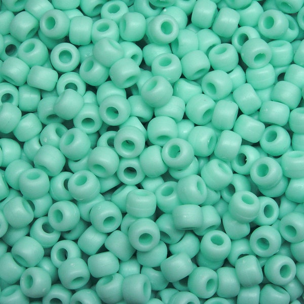 Matte Sea Foam Green 9x6mm Pony Beads 500pc made in USA for school crafts hair decor jewelry fun