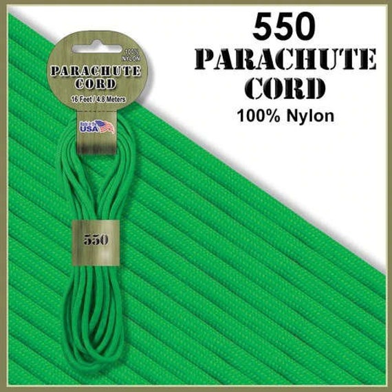 Neon Green 550 Paracord Parachute Cord 100% Nylon 16ft. Made in