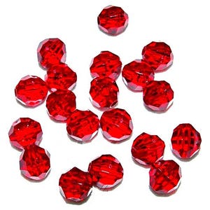 8mm Round Faceted Beads - Ruby Red - 500 piece bag - USA