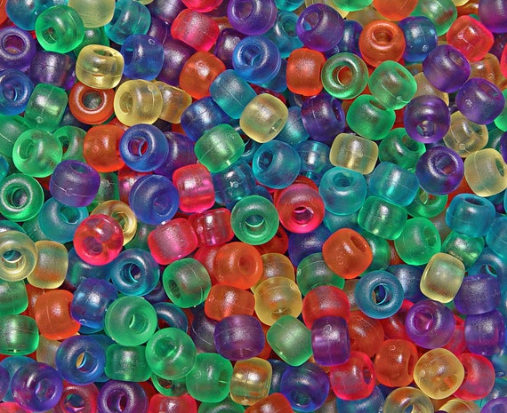 Fire Red Transparent Plastic Pony Beads 6 x 9mm