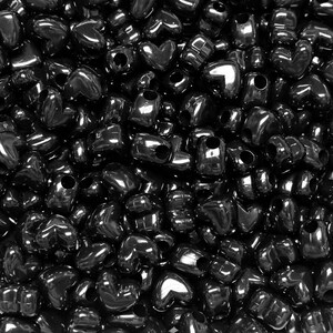 Black Hearts Beads 100pc Horizontal hole made in USA pony beads