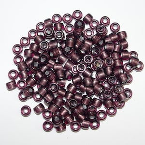 Dark Amethyst color with Silver Lining Czech Glass 9x6mm Pony Crow Roller Large Hole Bead 100pc
