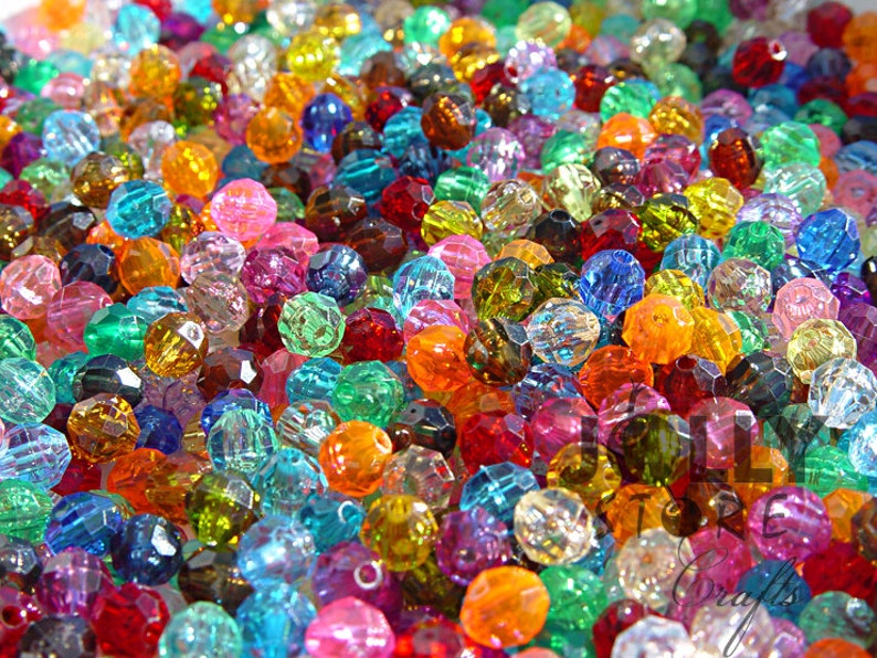 500 piece bag 8mm Round Faceted Beads Multi Translucent Colors