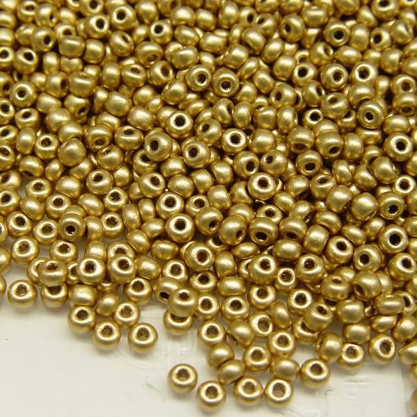 Matte Gold Metallic 6/0 Czechoslovakian Glass Seed Beads 70g from Preciosa