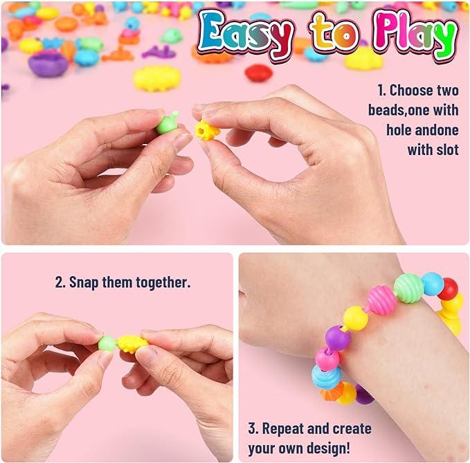 520+ Pop Snap Beads Kids Toys Jewelry Making Kit Fun Bracelets ...