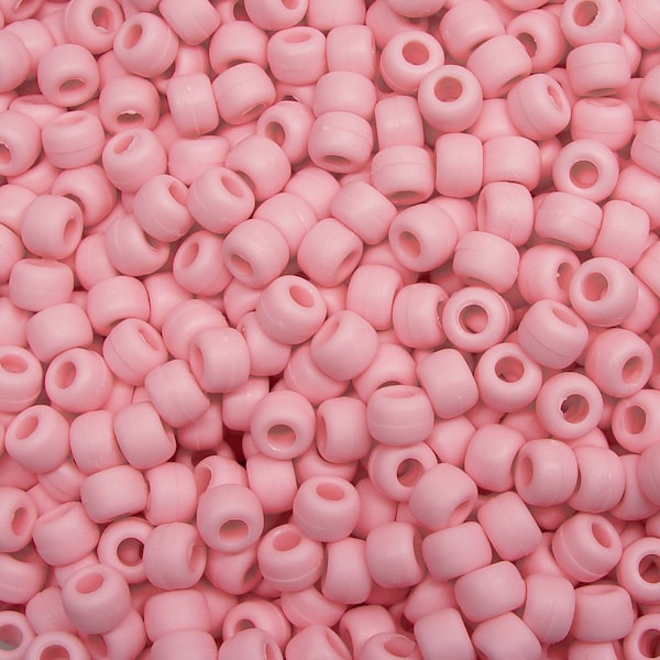 Matte Pink 9x6mm Pony Beads 500pc made in USA for school crafts hair decor jewelry fun