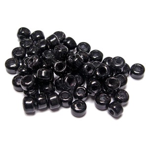 9mm Black color Glass India Pony Roller Crow Beads 100pc