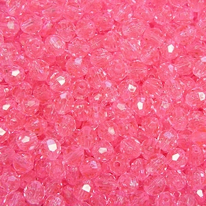 Transparent Pink 8mm Faceted Round Beads 500pc made in USA school fishing church crafts