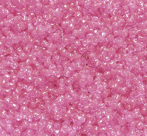 Hot Pink Transparent 11mm Tri Beads made in USA 500pc crafts kids school