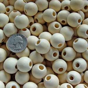 18x16mm Wood Beads - Large 6mm Hole - 50pc - macrame, beading, hair braiding