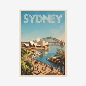 Poster de voyage vintage de Sydney, poster rétro d'Australie