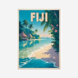 Fiji Vintage Travel Poster, Pacific Wall Art, HD Vintage Prints