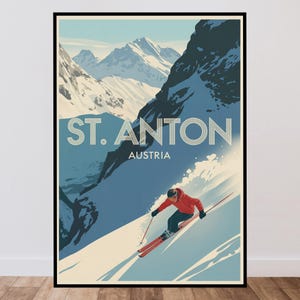 St Anton Vintage Travel Poster, Skiing, Austrian Alps