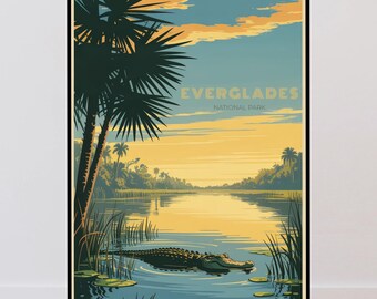 Everglades National Park Travel Poster, Florida Vintage Poster, Minimalist Print