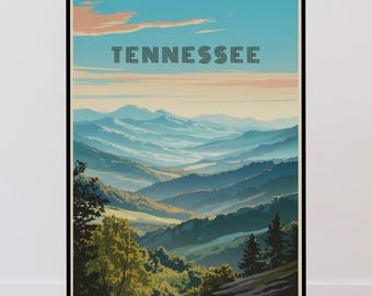Affiche de voyage Tennessee, art mural USA, design minimaliste vintage