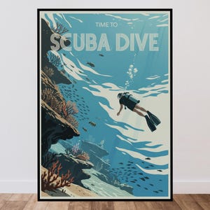 Poster "È ora di fare immersioni", stampa artistica da parete per esterni, citazione di avventura, poster minimalista