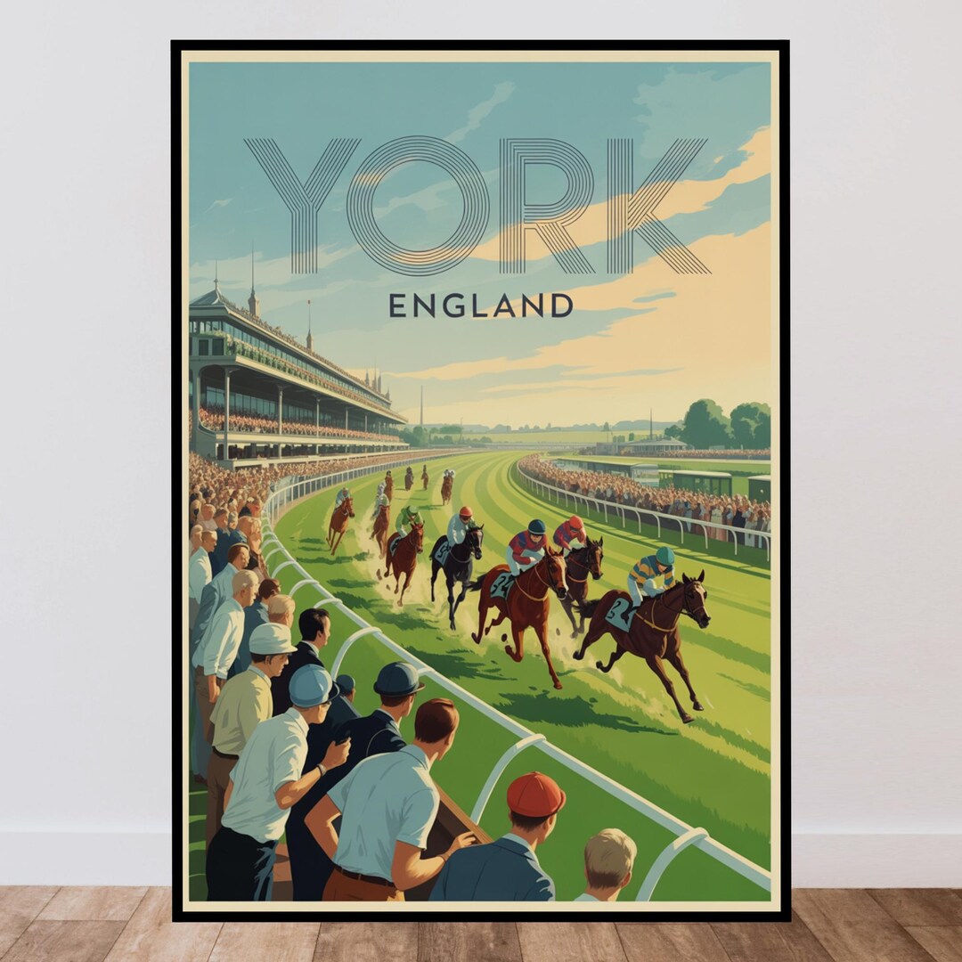 York Racecourse Vintage Travel Poster, UK Retro Poster - Etsy