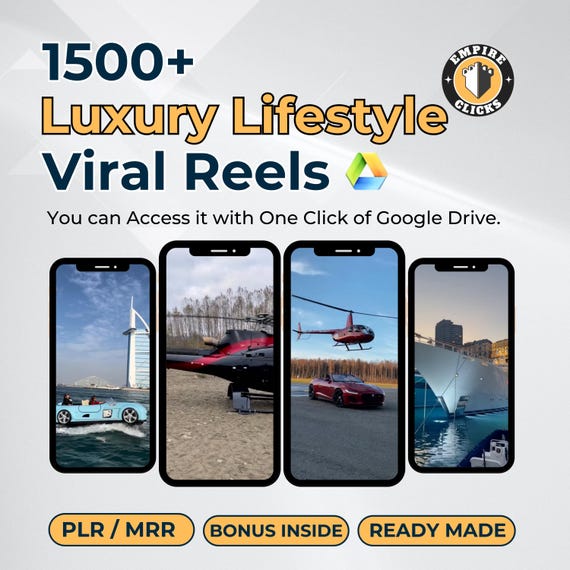 4K Luxury Lifestyle Video Reels: Cars, Yachts, Jets - MRR + PLR